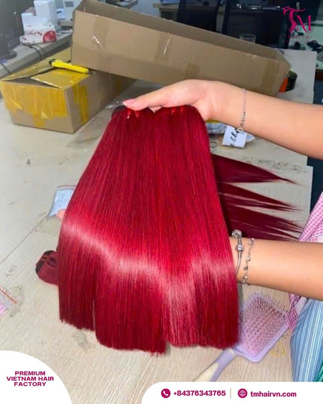 Bone Straight Red Color